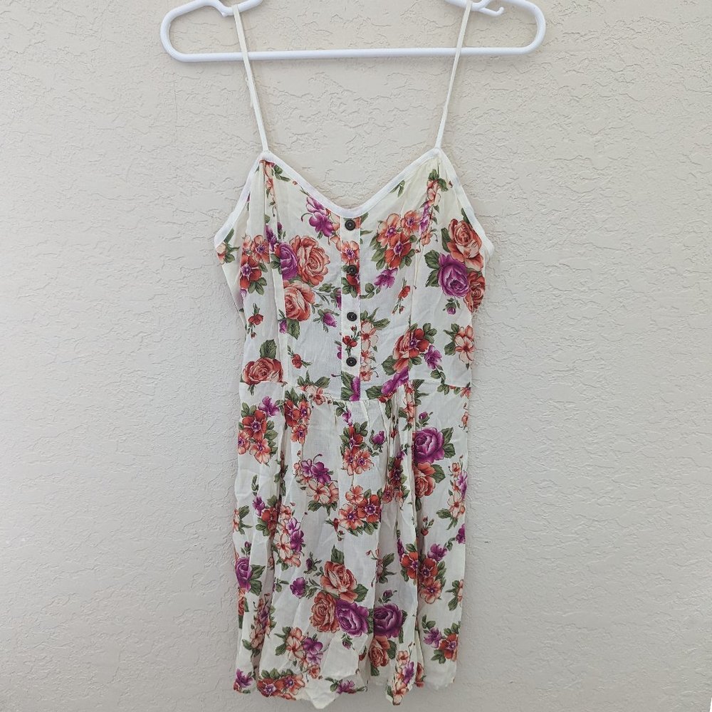 LA Heart Floral Summer Spring Sun Dress with Buttons Size M